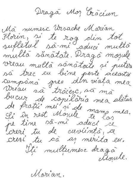 Marian, 15 ani, nu l-a mai aşteptat pe Moş Crăciun