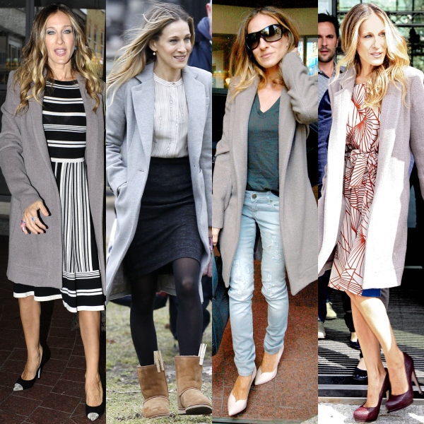 Sarah Jessica Parker, înnebunită după un palton gri. Îţi place?