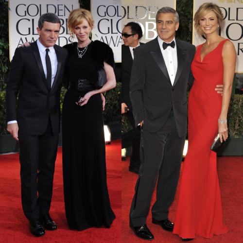 Antonio Banderas, Melanie Griffith, Ceorge Clooney la Globurile de Aur 2012.