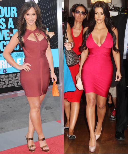 Jennifer Love Hewitt, Kim Kardashian in rochia bandaj Herve Leger