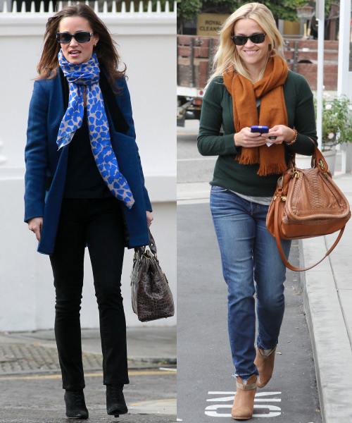 Pippa Middleton si Reese Witherspoon poarta fular mare