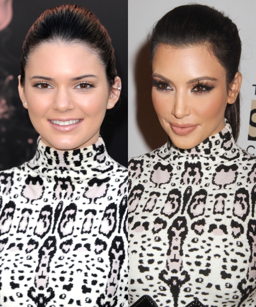 Kendall Jenner şi Kim Kardashian, în rochii identice. Care soră e mai sexy?