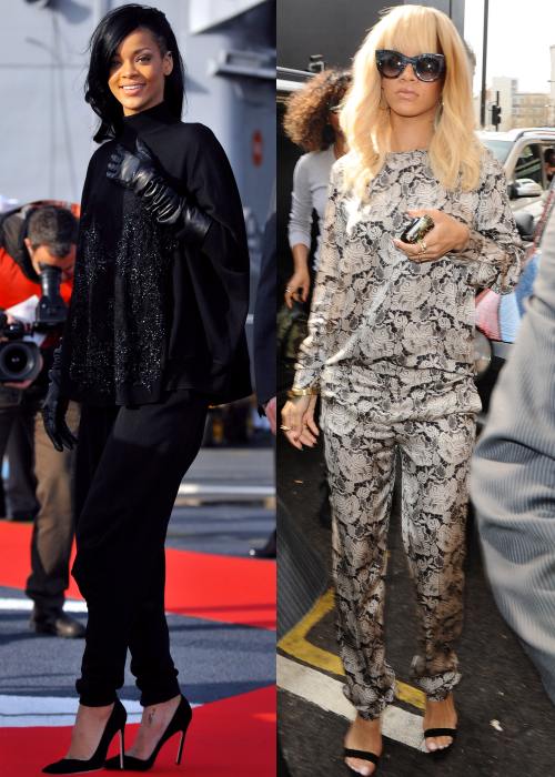 Rihanna in pijama si in tinuta eleganta