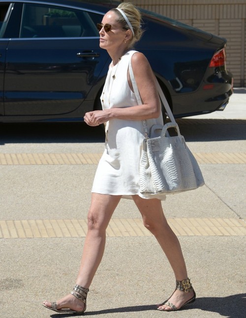 Foto: Sharon Stone nu renunţă la vechile obiceiuri - iar a ieşit fără sutien