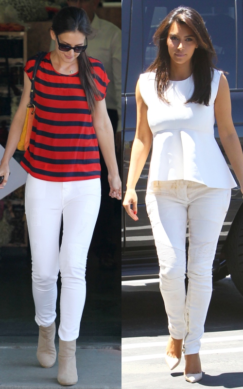 Modă: Eva Longoria, superbă în pantaloni albi. Află cum să-i porţi!