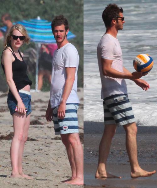 Ce romantic! Emma Stone şi Andrew Garfield se sărută pe plajă