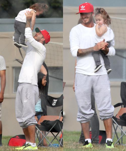 David Beckham, cu micuţa Harper la stadion. Vezi pozele!