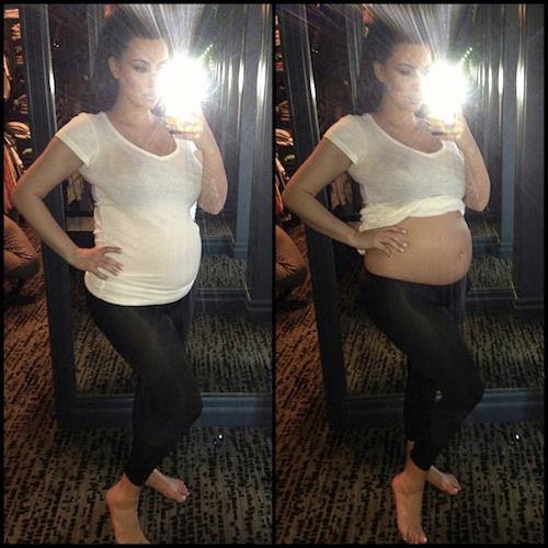 FOTO: Kim Kardashian îşi dezvăluie…burta pe Facebook