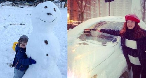 Iată cum s-au descurcat vedetele cu prima zăpadă