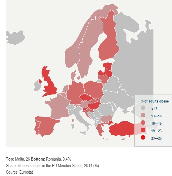 Harta obezitatii in Europa
