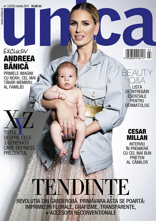 Andreea Bănică pe coperta UNICA de martie. Foto: Marius Bărăgan/UNICA