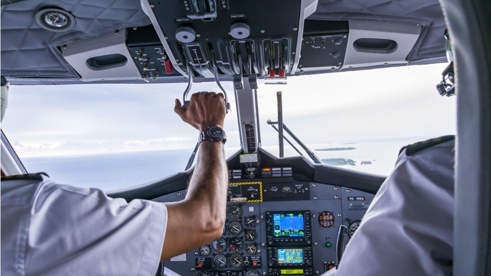 pilot in cockpit