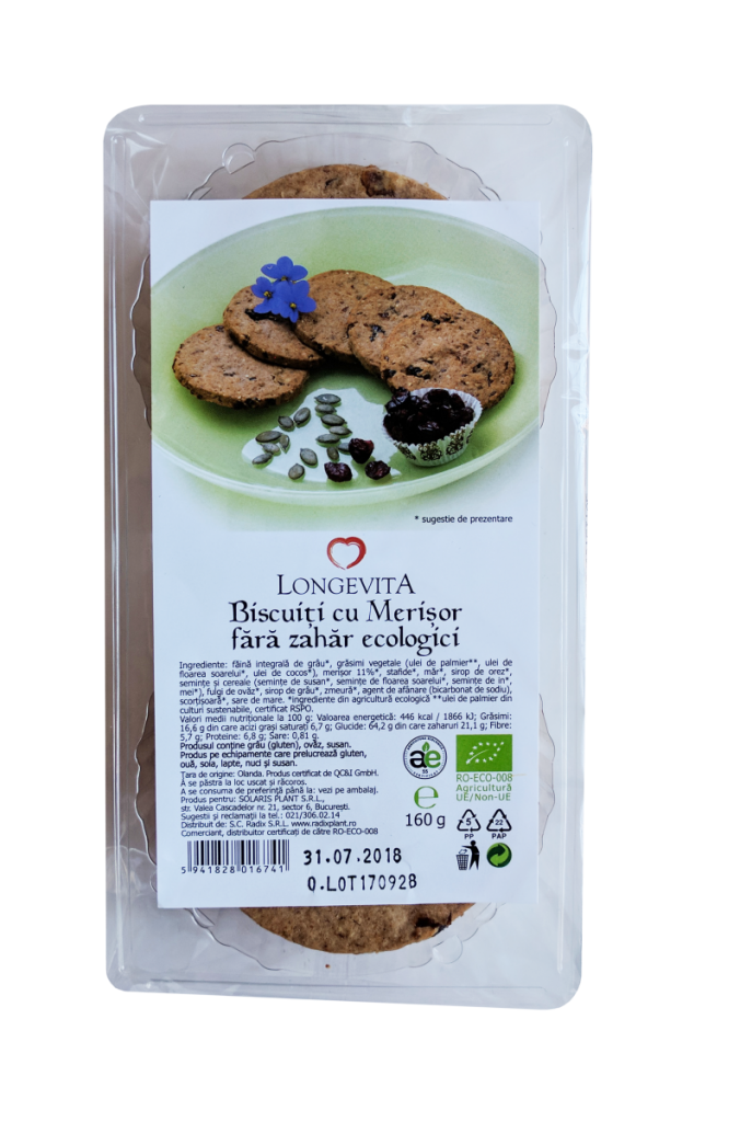 Alimente eco-biscuiți cu merișor fără zahăr eco