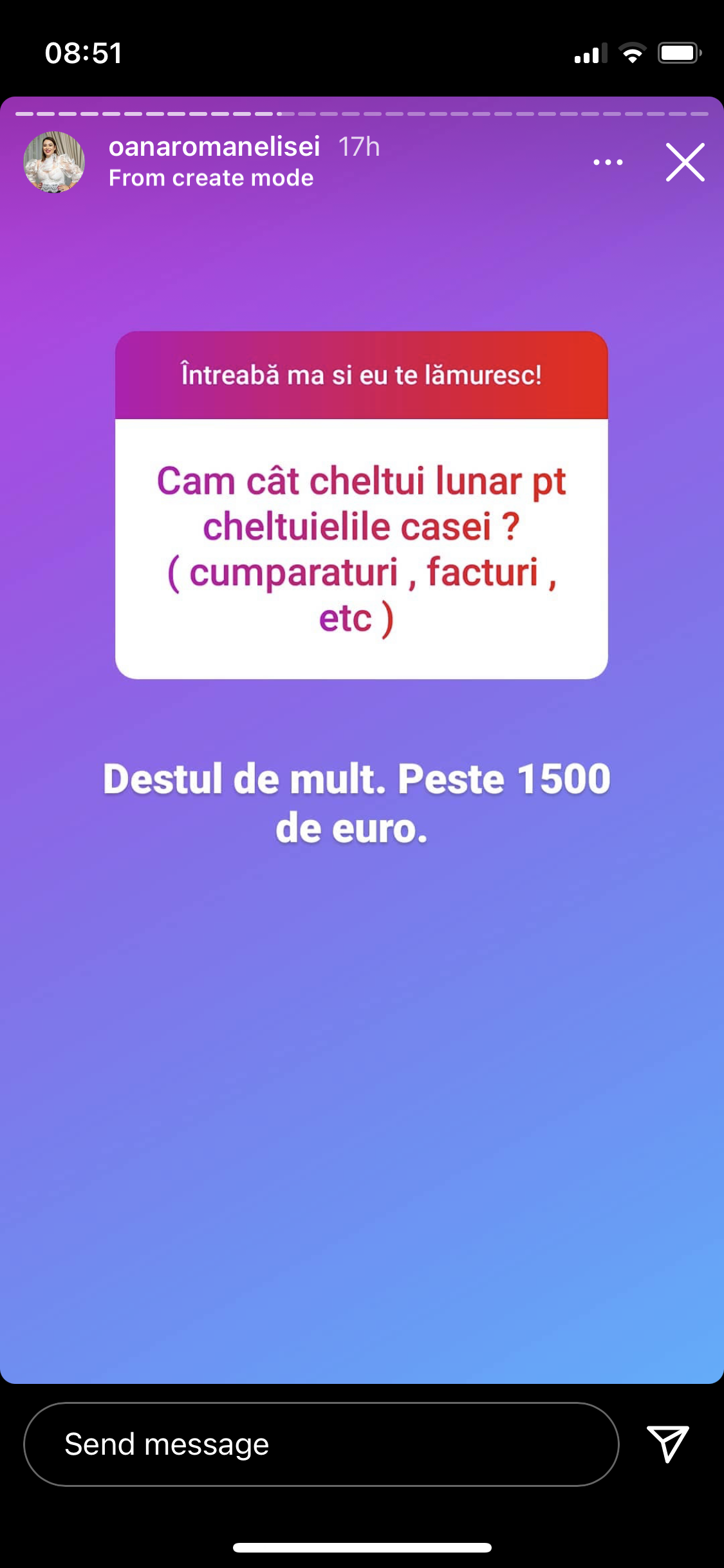 Cât cheltuiește lunar Oana Roman pe facturi și cumpărături