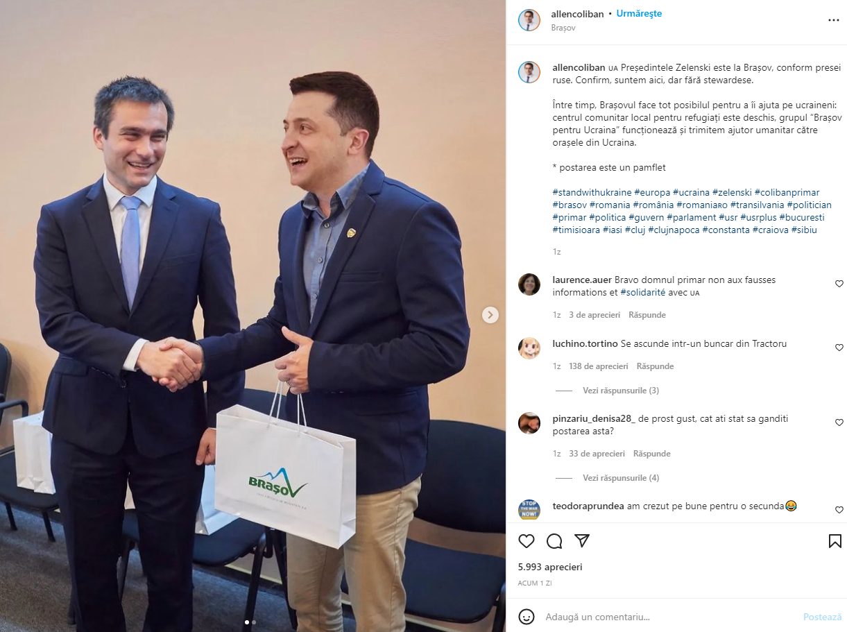 Ce a făcut primarul Brașovului după ce s-a zvonit că Zelenski s-ar ascunde în România. "Glumă proastă! Dă-ți demisia!"