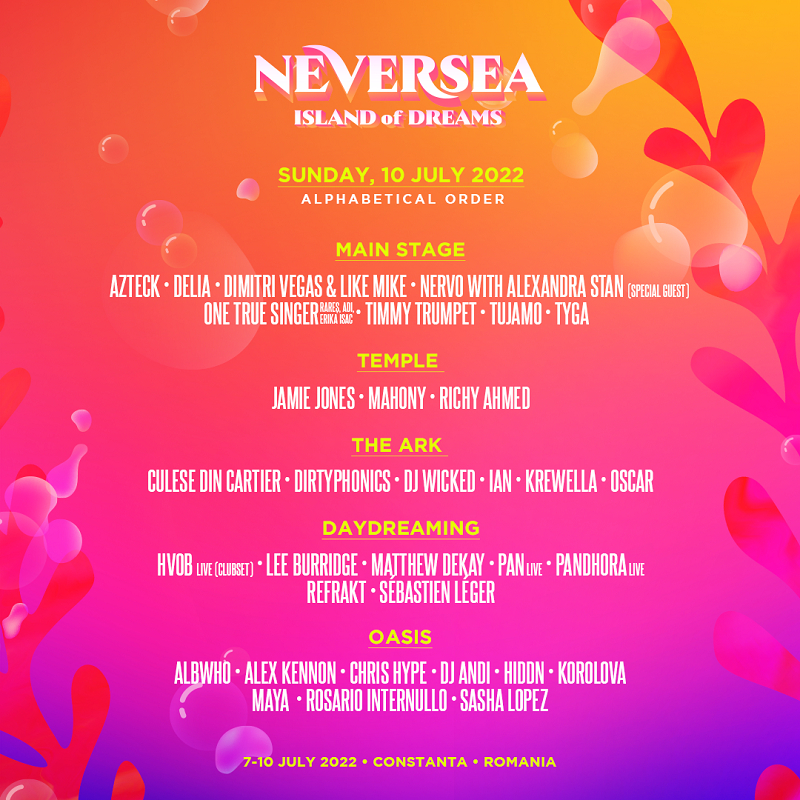 Programul pe zile la Neversea 2022. Vezi în ce zile cântă artiștii tăi preferați