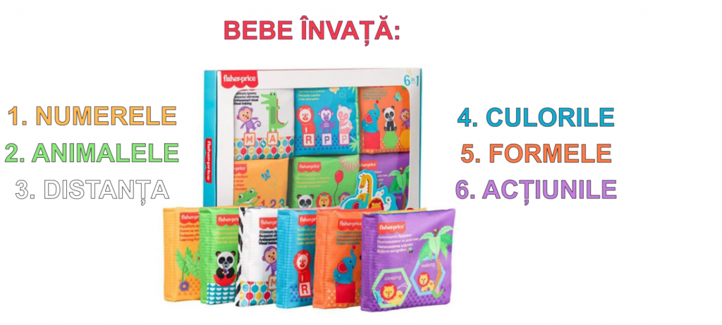  Set de 6 cărti senzoriale textile - cadouri de Moș Nicolae pentru copii