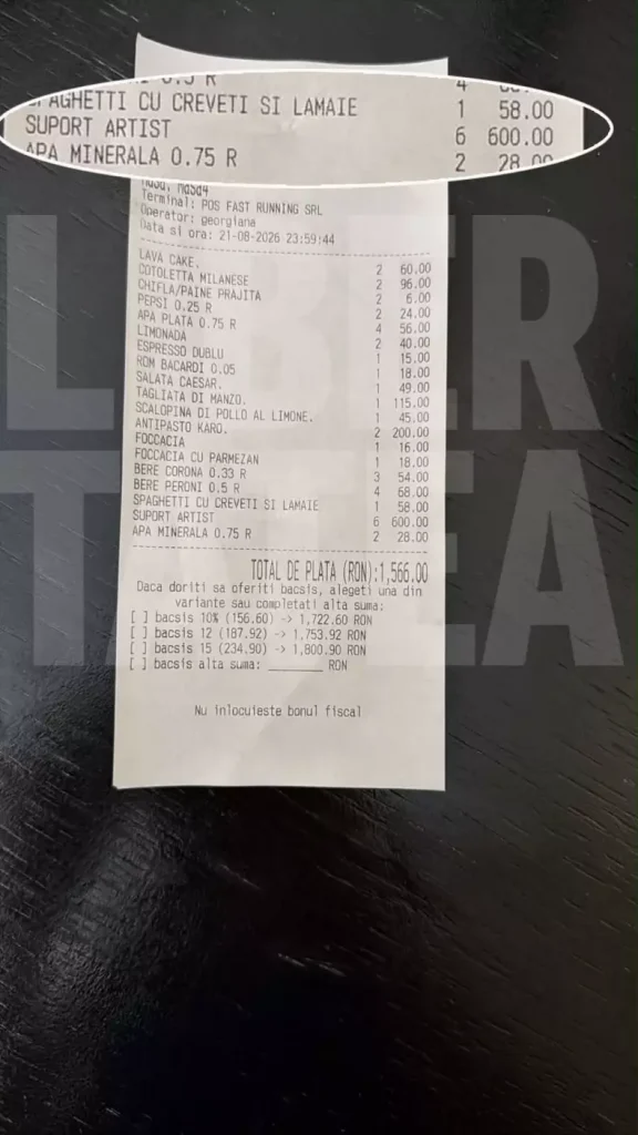 Situație revoltătoare într-un restaurant din Bacău. Cum au apărut 600 de lei în plus pe nota de plată a unor români. Motivația este halucinantă